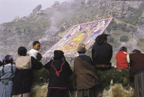 praying to Buddha on festival